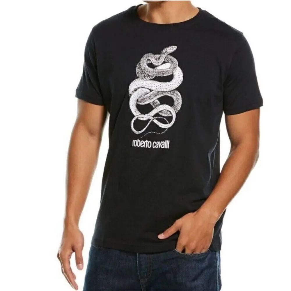 Roberto Cavalli Snake Graphic Crew Neck Shirt